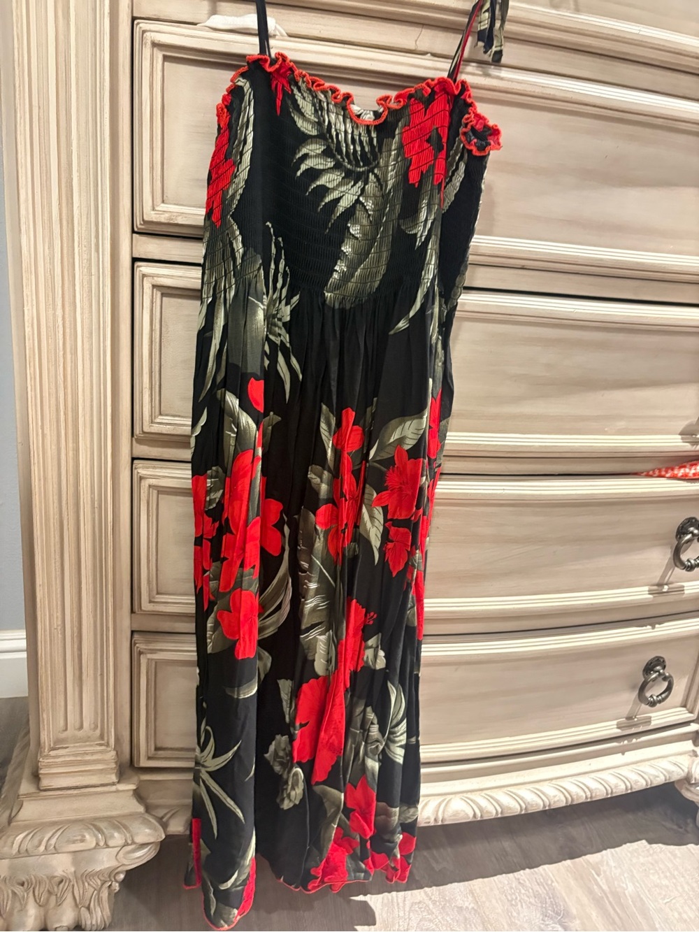 Red Floral Black Maxi Skirt - bought in Hawaii